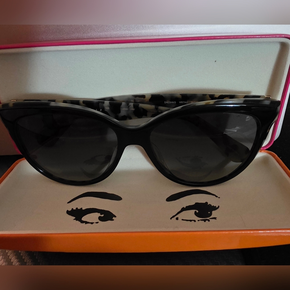 NEW Kate Spade Black With Tortoise Rim And Temple Cat-Eye Sunglasses